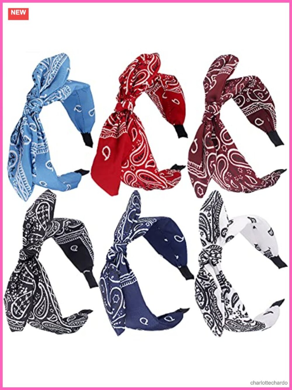Paisley Knotted Bow Headbands Set 6 Pieces for Women Hair Accessories